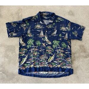 Vintage Polo Ralph Lauren Hawaiian Shirt Mens Size XL Caldwell Fishing Marlin